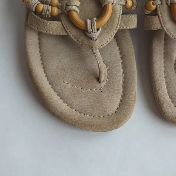 Earth Shoe Beaded Gelron 2000 Comfort First Leather Thong Sandal 7.5 Tan Brown - Picture 11 of 13